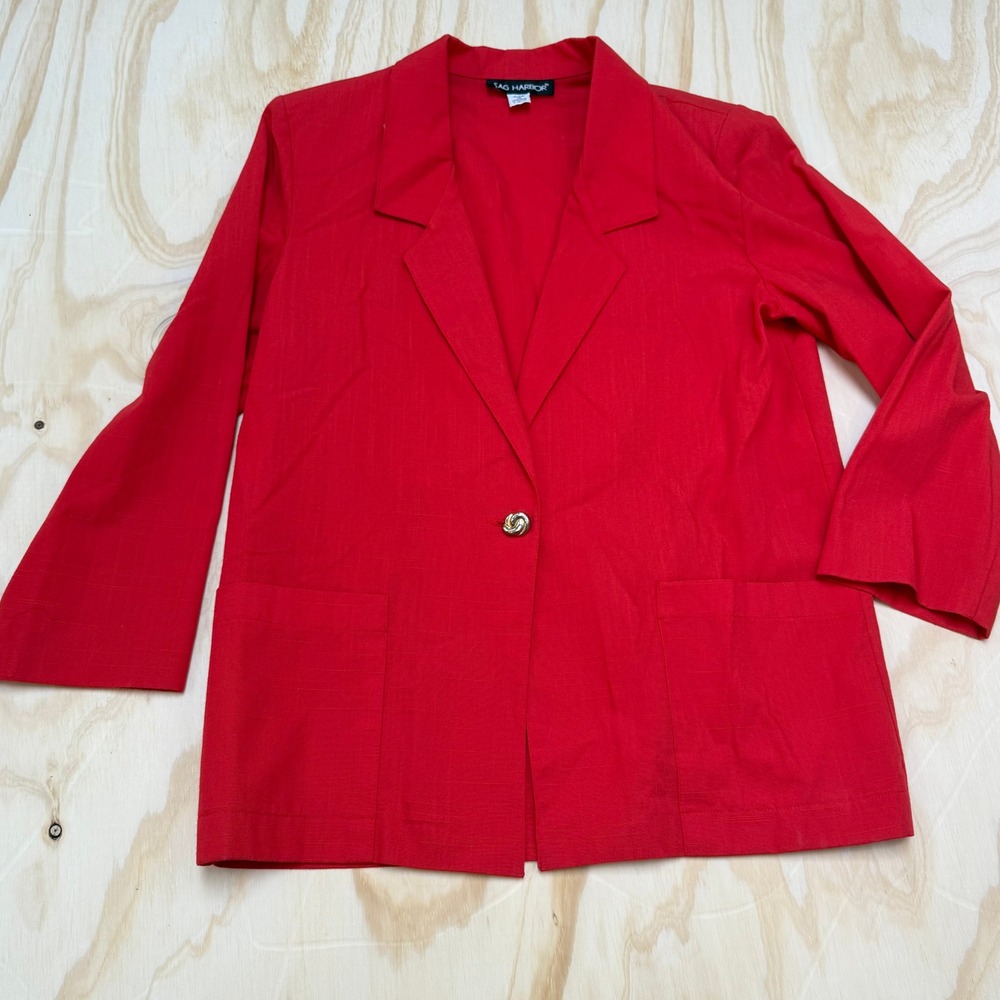 Sag Harbor Red Skirt Suit Set Vintage Blazer & Skirt 12 Vintage Academia - Picture 2 of 14